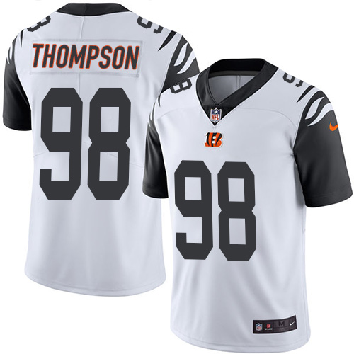 Men's Limited Brandon Thompson Nike Jersey White - #98 Rush NFL Cincinnati Bengals